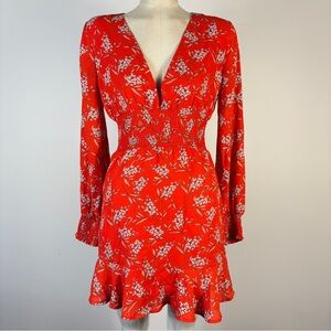 Sage Red Floral Long Sleeve Dress *Flaw